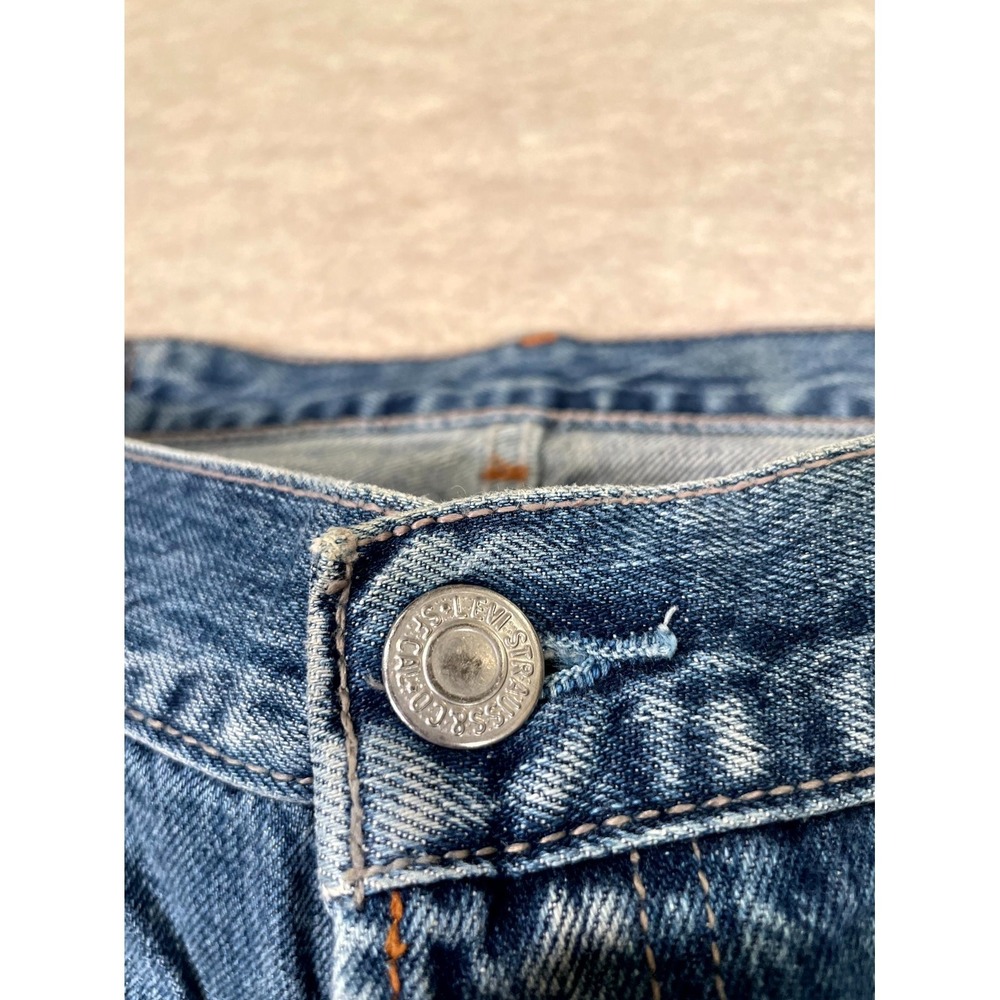 Levis 501 Original Fit Straight‎ Jeans Mens 36x34 Blue Denim Cotton Medium Wash - Picture 2 of 16